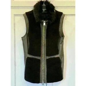 G.I.L.I. GOT IT LOVE IT Women’s Vest Sz 4 Double Zip Faux Fur Gray / Black